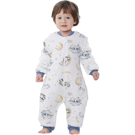 Gigoteuse pour Bébé avec Pieds 2,5 TOG, Sac de Couchage Bébé à Manches Amovibles, 100% Coton, Turbulette Naissance Hiver pour Garçons Filles (1/5)