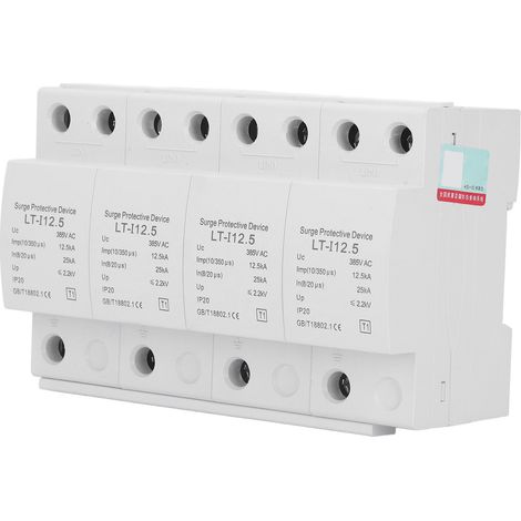 Parafoudre 4P 12.5‑25kA AC385V Protecteur Surtension Classe T1 Disjoncteur Alimentation Électrique (1/5)