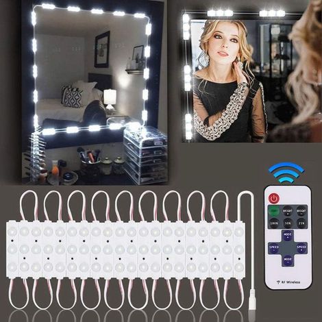 LED-Spiegelbeleuchtungsset mit Fernbedienung, 12 V, 60 LEDs, dimmbar, Hollywood-Stil, wasserdicht, Kosmetikspiegel, Schminkleuchte für Schlafzimmer, Wohnzimmer, Badezimmer (1/5)