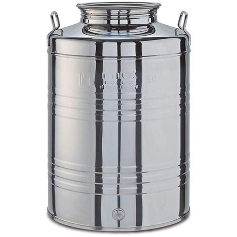 Bidone fusto contenitore per olio 100 lt recipiente in acciaio Inox 18/10 (1/4)