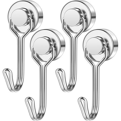 Magnethaken, 4 Stück, 13,6 kg, schwenkbar, Neodym-Magnet, starke Magnete zum Aufhängen an Decke, Garage, Küche, Camping, Van, Grillständer (1/2)