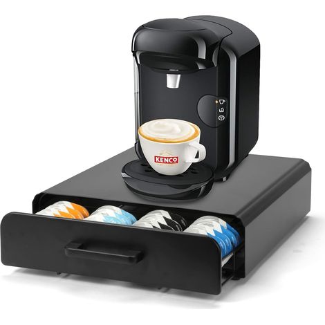 Porte Capsules Compatible pour Tassimo,Porte Dosette de café,Tiroir Métal, Distributeur, Support Capsule de Café, Tiroir Étagère Empilable pour Stockage,Noir. (1/5)