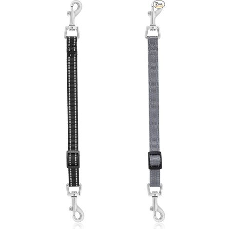 Dog Collar Clips - Reflective Nylon Dog Collar Clip - Adjustable Pet Safety Emergency Collar Double Ended Clasp for Dogs and Puppies (Black, Grey) (1/5)