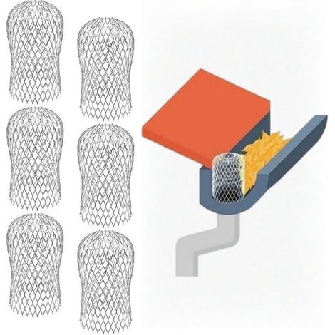 6-teiliges Laubsieb-Set, Dachrinnenfilter, Edelstahl-Dachfilter, dehnbare Aluminium-Dachrinnenfilter zum Auffangen von Moos, Schlamm und anderen Ablagerungen (Silber) (1/4)