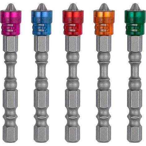 Tournevis magnétique cruciforme 1/4", tête de tournevis PH2 en alliage, tournevis hexagonal à collerette magnétique de 65 mm (1/5)