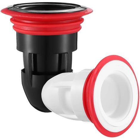 Lot de 2 bouchons de siphon de sol pour salle de bain, douche et cuisine (anti-odeurs).-6.50X5.50X5.50CM-Black and White (1/3)