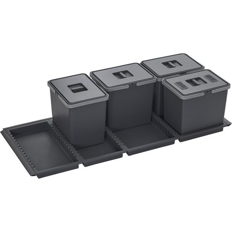 Abfallsammler Metropolis 15+15+15+15L mit Deckel Abfallsystem für Korpusbreite 120 cm (1/5)