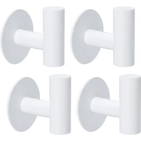 Crochet Adhesif Mural, 4 Pièces Accroche Serviette Salle de Bain, Porte Manteau Mural Sans Percage, Crochet Autocollant en Acier Inoxydable, Crochet Mural Blanc pour Chambre (1/5)