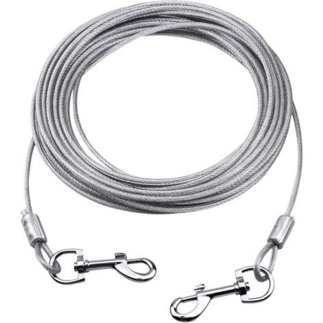 Câble d'attache pour Chiens jusqu'à 80 kg, 10M (Blanc), Animaux de Compagnie Plomb pour Chiens de Petite, Moyenne ou Grande Taille (Blanc, 10M) (1/5)