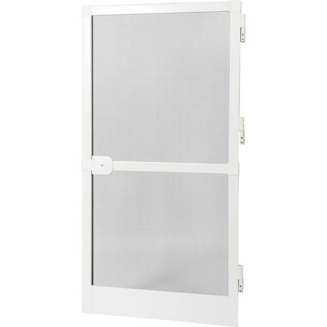 Avosdim – Moustiquaire porte battante aluminium 215 x 100 cm – Moustiquaire en fibre de verre enduite – Ouverture 180° – Installation vissée