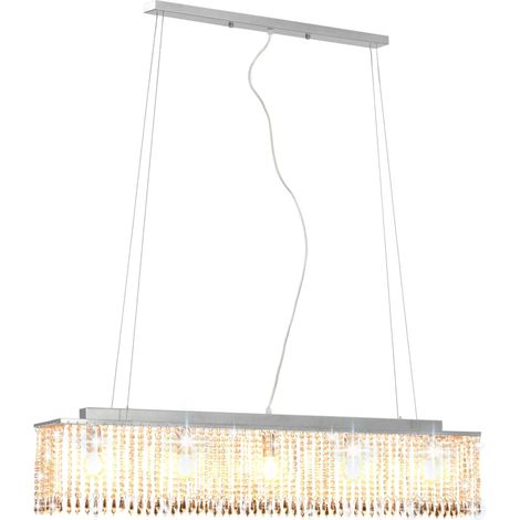 Plafonnier,Lampe avec perles de cristal Argenté 104 cm E14 CFW60255 (1/5)