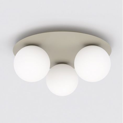 Lampada da soffitto SOLAR in acciaio mokka e vetro opale