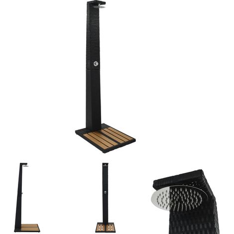 The Living Store Gartendusche Poly Rattan WPC - Pool- & Whirlpool-Zubehör