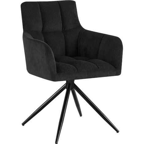 Chaise de salle à manger Jonah en velours côtelé Noir (1/5)