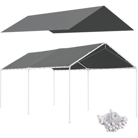 Toile de Remplacement pour Abri Voiture 3x6 m – 48 Tendeurs Élastiques à Boule – Toile Seule (1/5)