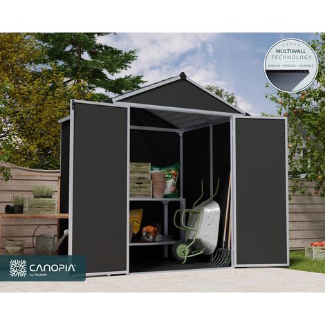 Canopia By Palram – Abri de jardin résine 1.54x1.85m gris foncé – Panneaux polycarbonate 10mm – Résistance vent 105 km/h – 706787 (1/10)