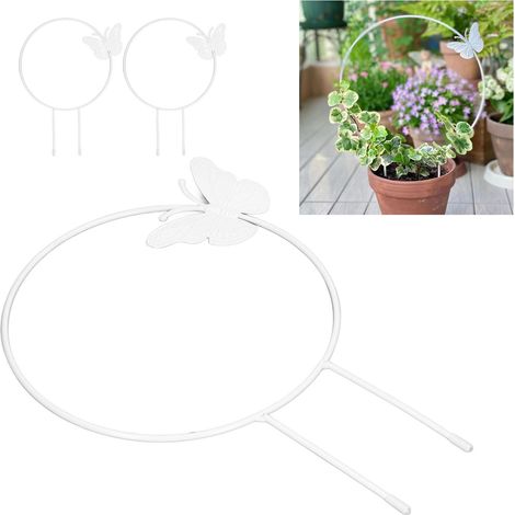 Lot de 2 treillis à grimper papillon pour jardin, magnifiques treillis en fer pour plantes grimpantes décoratives en pot, fleurs rondes (1/5)