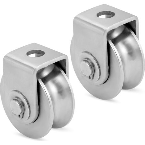Set of 2 Pulleys Stainless Steel 304 Pulleys 360° Swivel Lifting Pulley Stainless Steel Rope Pulleys with 2 Ball Bearings Maximum Load 250 kg for Fitness Clothes Line Cable (1/5)