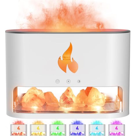 Diffuseur d'Huiles Essentielles avec Lampe de Sel de l'Himalaya, 150ml, Humidificateur à Brume Froide, Luminosité Multicolore (1/5)