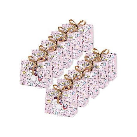 Lot de 10 sacs cadeaux en papier avec ruban, parfaits pour anniversaires, mariages, enterrements de vie de jeune fille, etc. Dimensions : 25 x 20 x 12,5 cm. Motif licorne.