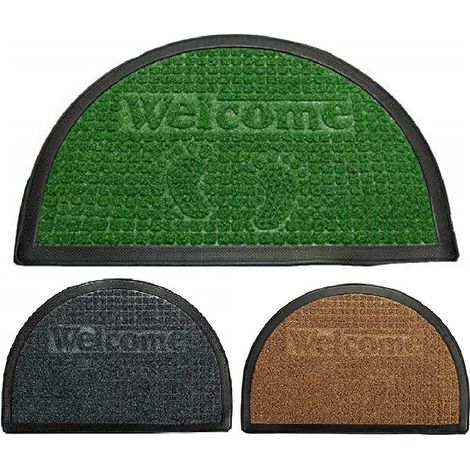 TrAdE Shop Traesio - Zerbino Tappeto In Gomma Mezza Luna Scritta Welcome 60x40cm Antiscivolo Ingresso - (1/4)
