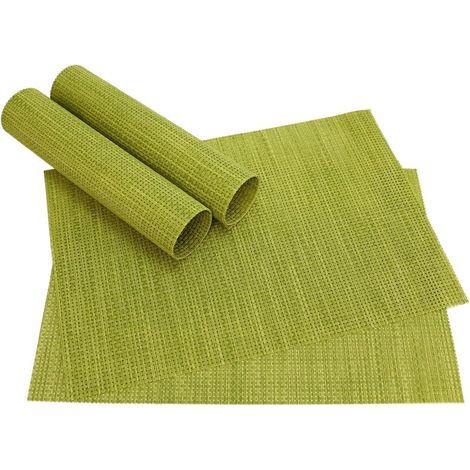 Tischset Platzset ELEGANCE edle Platzmatten 4er Set hellgrün gewebt aus Kunststoff 45x30 cm/abwaschbar/erhältlich in vielen aufregenden Farben Platzdeckchen vom Tischwäsche Spezialist