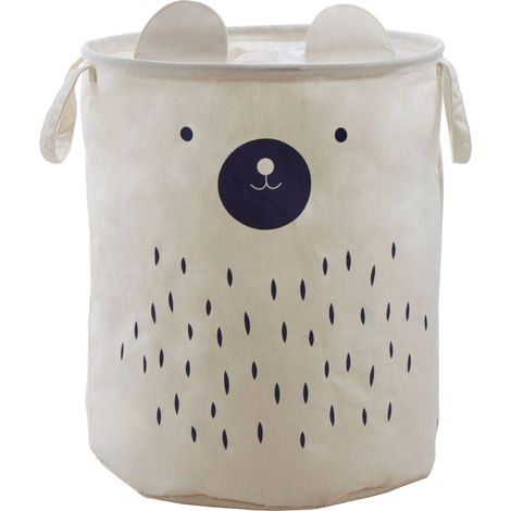 Premier Housewares Bear Face Laundry Bag Collapsible Laundry Basket With Handles Foldable Laundry Storage Basket Organiser Basket For Kids And Adults 38 x 48 x 38 (1/4)