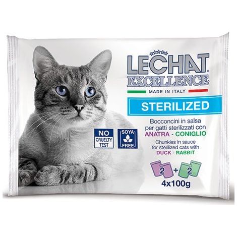 LeChat Excellence Sterilized Bocconcini In Salsa Con Anatra E Coniglio 4x100g