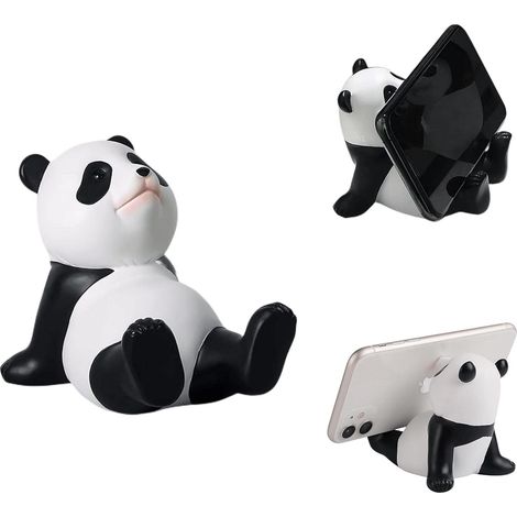 Niedlicher Panda-Handyständer für den Schreibtisch, verstellbare Halterung für Smartphones und Tablets, ästhetische Raumdekoration (Weiß)