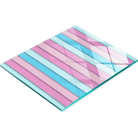 Tablero de vidrio decorativo multifuncional para cocina con rayas de colores, 60x52 cm
