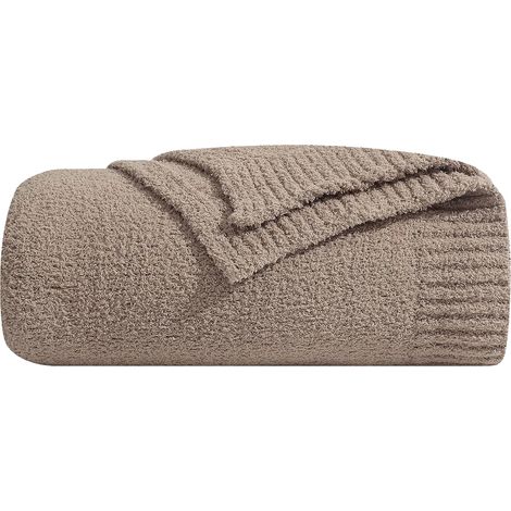 1 Couverture tricotée Polyester 130x160 cm ultra douce et légère pour canapé lit fauteuil (1/5)