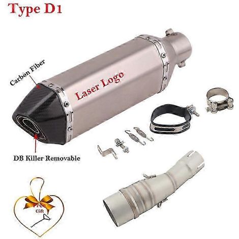 Système d'échappement pour moto, silencieux modifié, tube intermédiaire en fibre de carbone, 51 mm, pour Yamaha Xmax 250, 300, Xmax250, Xmax300, 2017 - (Type D1) (1/5)