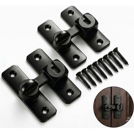 2 Pièces Verrous Porte Exterieur,90/180 Degrés Serrure Porte InterieureVerrou Loquet Interieure Avec Vis,Alu Loquet Couliss[CA98] (1/5)