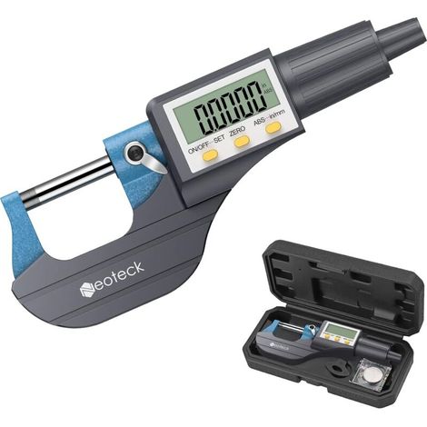 0-25mm LCD Micromètre Electronique Numérique Micromètre Digital Palmer d'Extérieur Standard Métrique/Pouce 0.001 mm Résolution 0.002 mmPrécision Arrêt Automatique ABS + Acier Inoxydable (1/5)