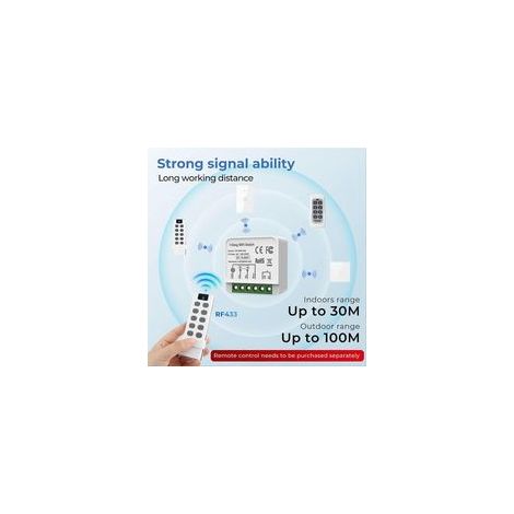 Modulo di commutazione intelligente Tuya WiFi RF433 con telecomando, mini relè interruttore automatico fai da te per A ()-Crezuo
