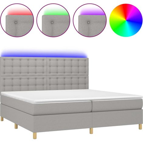 Maison Exclusive - Letto a Molle Materasso e LED Grigio Chiaro 200x200 cm Tessuto