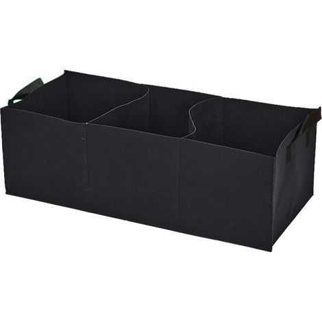 Panier de jardin noir à 3 compartiments, 114 litres (30 gallons), 2 poignées, sac de rangement robuste (1/5)