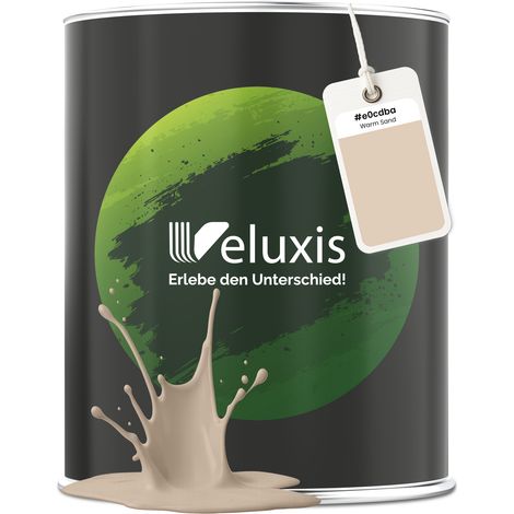 Wandfarbe Beige Creme Hellgrau Matt Innenfarbe – Deckkraft Klasse 1, VOC-frei, Ohne Grundierung, Tropfarm – Wohnzimmer & Schlafzimmer – 1L – Veluxis (Warm Sand)