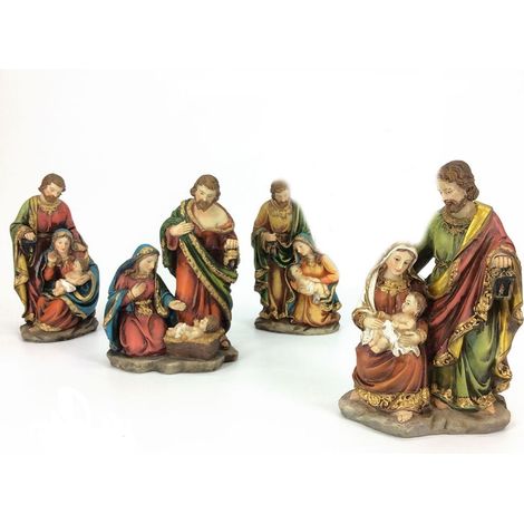 Natività sacra famiglia statua in blocco decorazioni addobbi di natale presepe  h16 idea regalo ornamento casa bambinello Gesu (1/5)