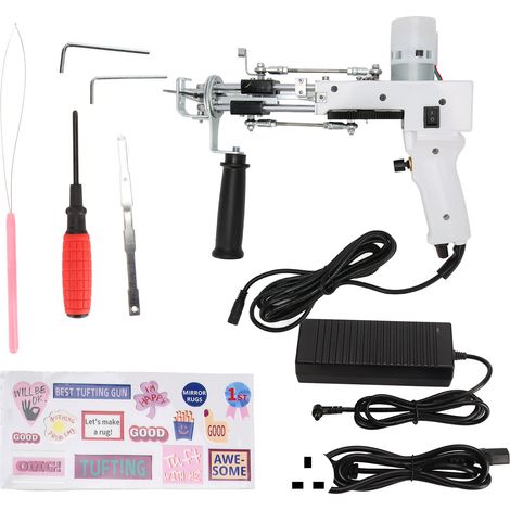 Pistolet à touffeter 2 en 1, 40 points par seconde, vitesse réglable, machine électrique artisanale pour tapis, 100‑240V, fiche UK, blanc (1/5)