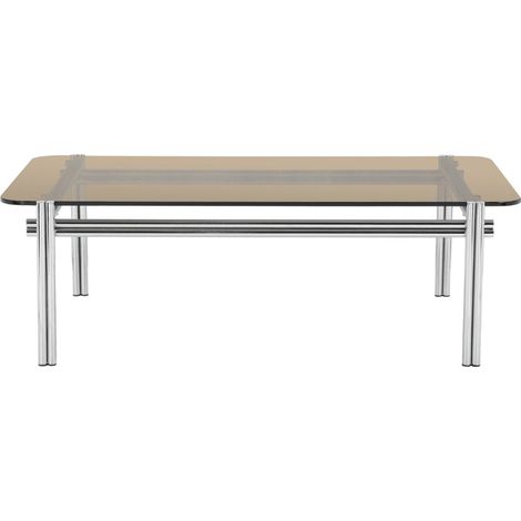 Table basse en verre pieds chrome - Verre ambré - Barlow