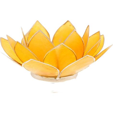 Porte Bougie Fleur de Lotus jaune et argent 3 ème chakra (1/2)