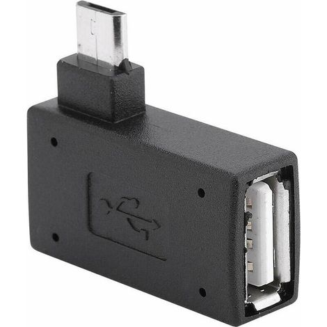 Câbles d'interconnexion Lot de 2 adaptateurs OTG micro USB 2.0 mâle à 90 degrés à angle droit vers micro femelle