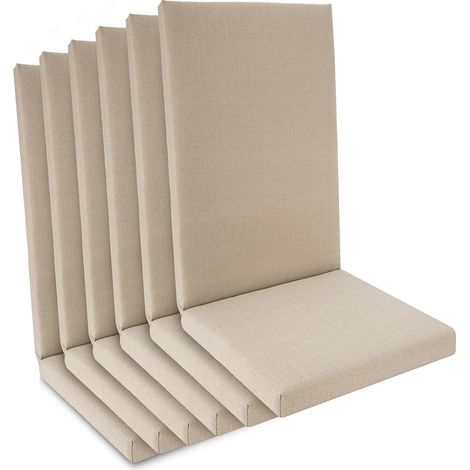Lot de 6 coussins d'assise imperméables pour chaises à dossier haut, 100 x 50 x 5,5 cm, beige (1/5)