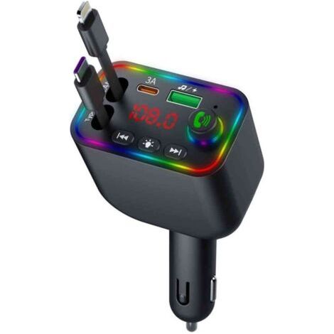 Transmetteur FM LED bluetooth FM de voiture charge rapide et port USB adaptateur bluetooth voiture chargeur voiture allume cigare (1/5)