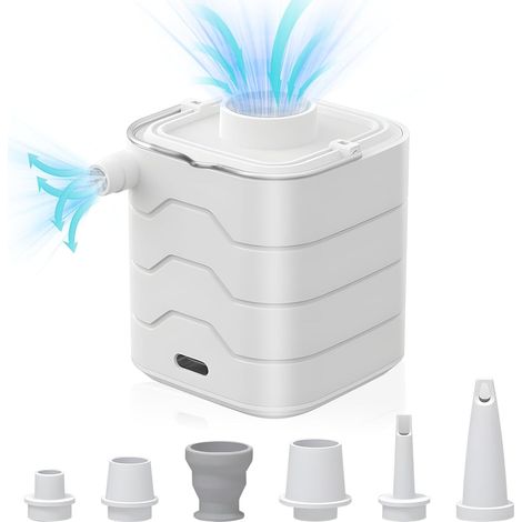 Minibomba 2024, bomba de aire eléctrica de 4 kPa con luz para colchón de aire para inflar y desinflar, bomba de camping recargable para colchón de aire y aro salvavidas (1/5)
