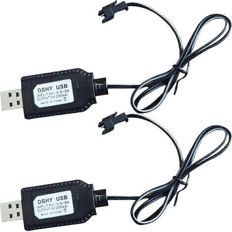 Câble de charge USB SM2P 6,0 V compatible avec les batteries NiCd/NiMH 6 V, compatible avec les voitures et appareils télécommandés, prise SM2P, interface USB. (1/5)
