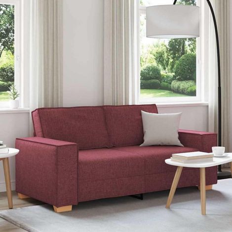 Canapé 2 places tissu bordeaux 140 cm avec coussins déhoussables (1/5)