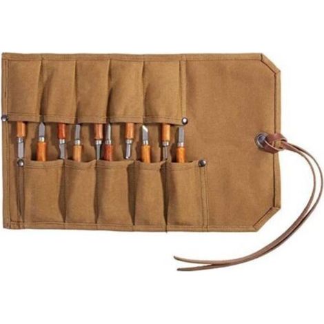 Sac à outils robuste en toile cirée, pochette enroulable pour ciseaux, marteaux, bricolage et réparations quotidiennes (kaki) (1/5)