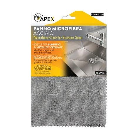 PANNO MICROFIBRA ACCIAIO APEX - CM 35X30- 12 pezzi